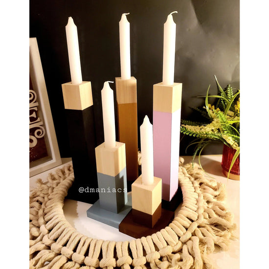 Wood Taper Candlestick 4-Piece Candle Holders - Décor Maniacs