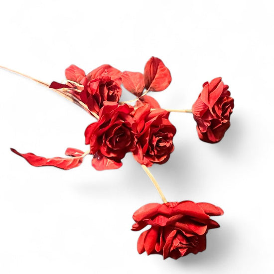 Artificial Rose Flower Bouquet Stem with 5 Heads for Decor