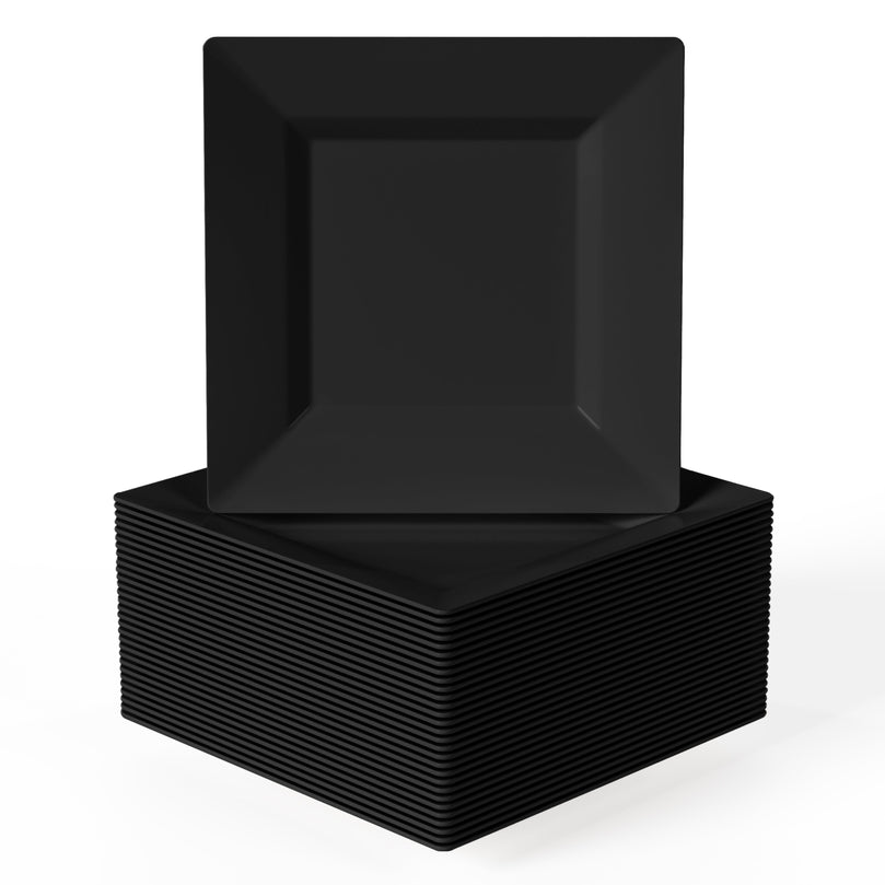 4.5 In. Black Square Plates | 100 Count