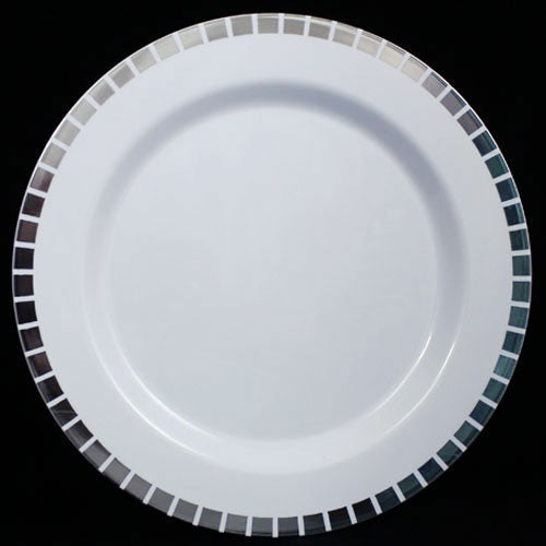 10.25 In. White/Silver Slit Design Plates | 10 Count