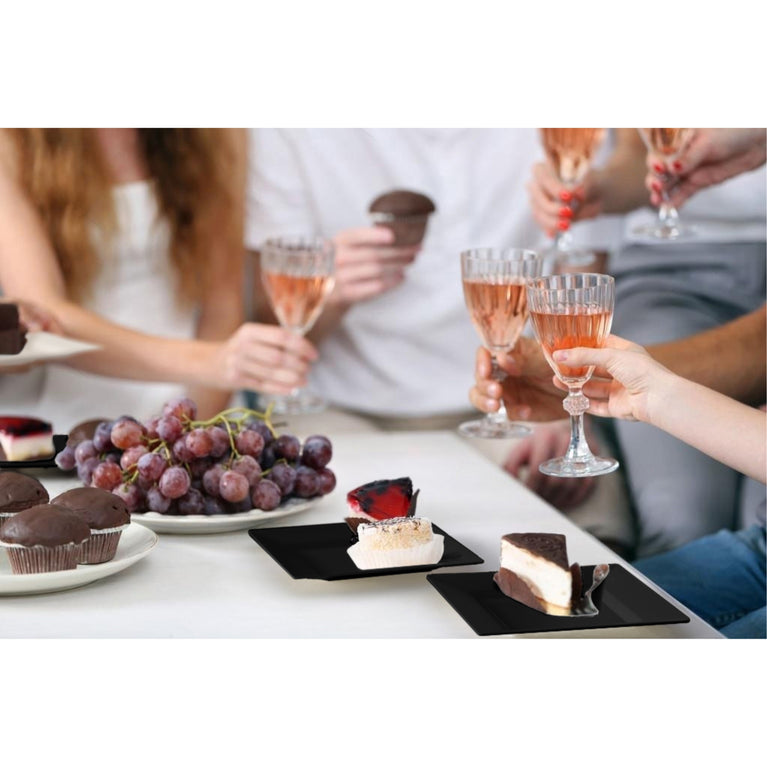 4.5 In. Black Square Plates | 100 Count