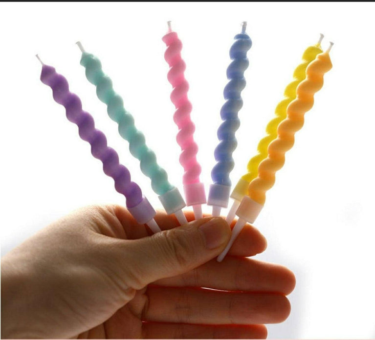 Birthday Cake Candle Toppers Colorful Spiral 6-Pack - Décor Maniacs