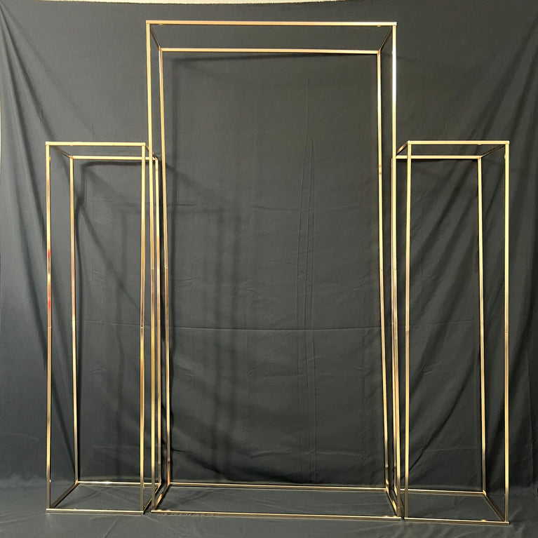 Gold Square Wedding Backdrop Stands 3-Piece - Décor Maniacs