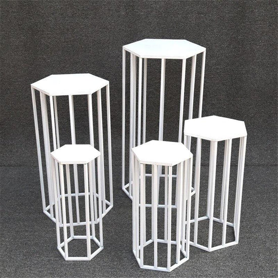 Hexagon 3-Piece Wedding Cake Pedestal Stands - Décor Maniacs