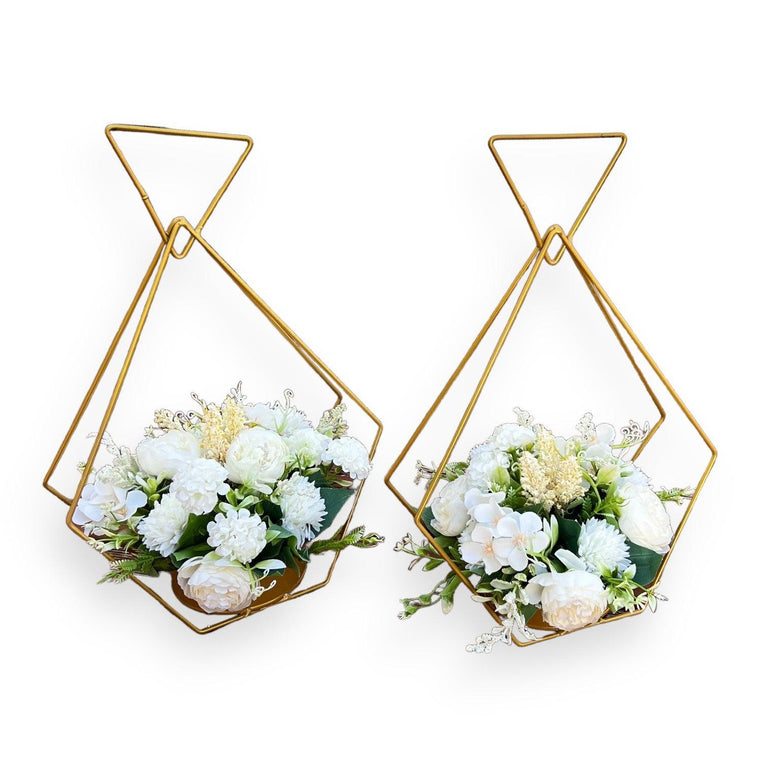 Gold Diamond Flower Rack Dining Table Centerpieces 2-Pack - Décor Maniacs