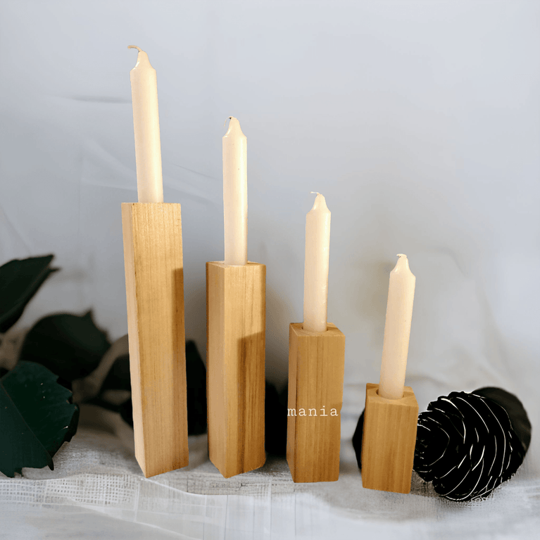 Wood Taper Candlestick 4-Piece Candle Holders - Décor Maniacs