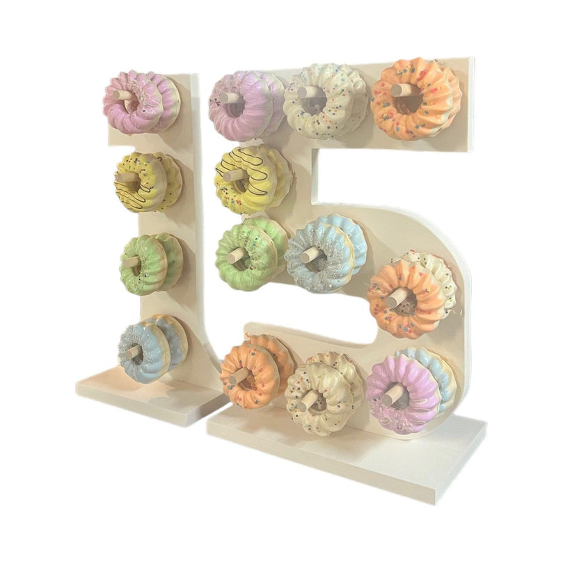 Donut Wall Personalized 15th Birthday Party Dessert Stands - Décor Maniacs