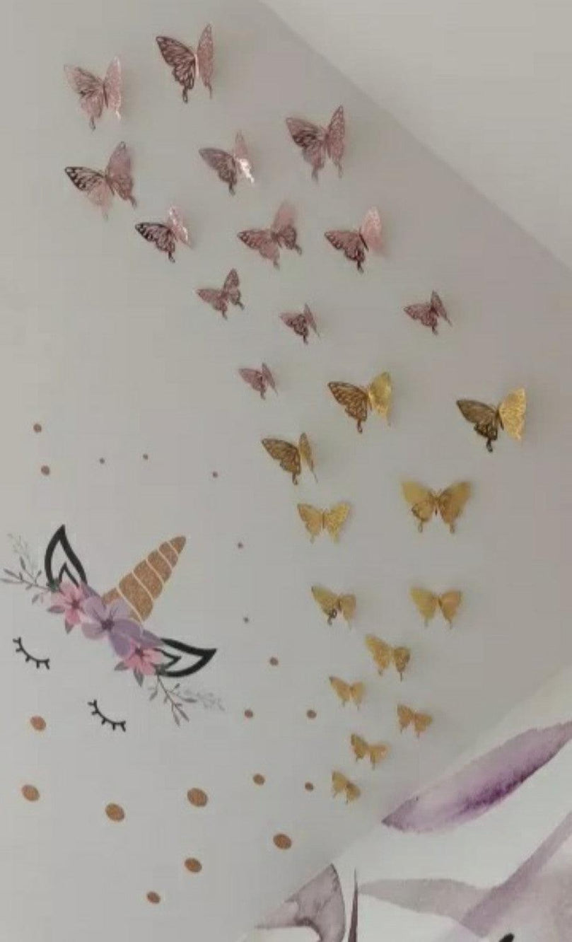 3D Craft Gold Butterflies Bedroom Wall Decor Stickers - Décor Maniacs