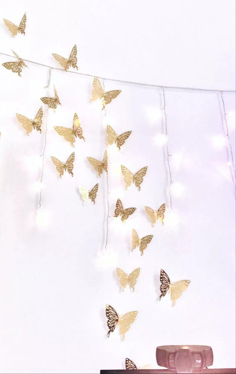 3D Craft Gold Butterflies Bedroom Wall Decor Stickers - Décor Maniacs