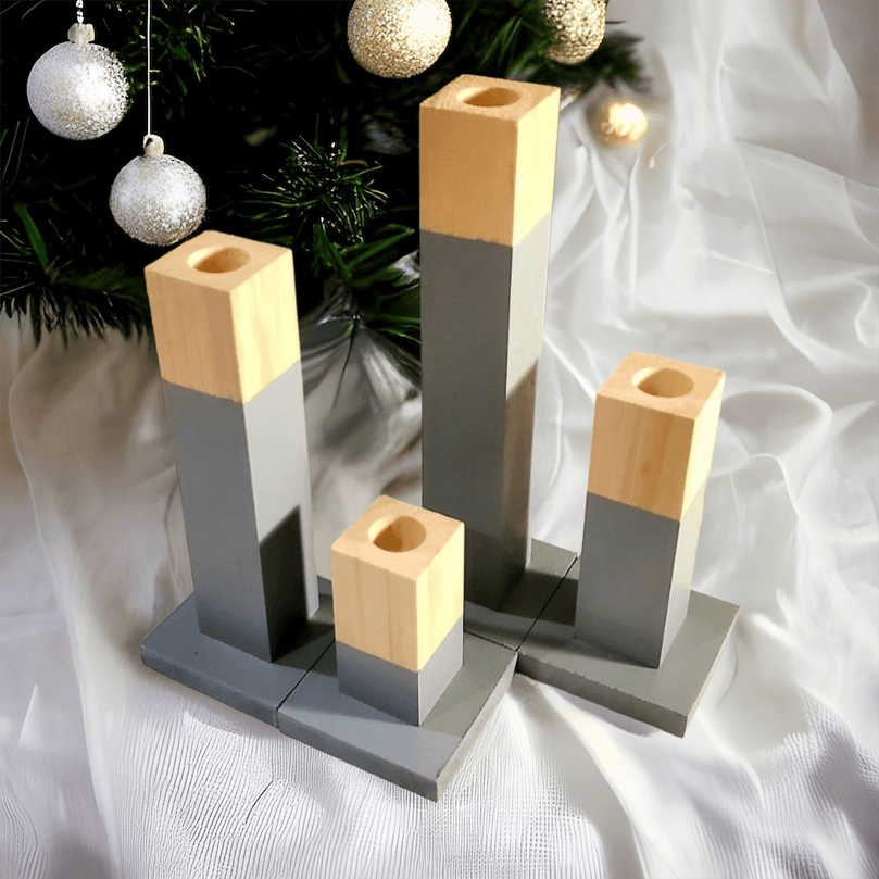 Wood Taper Candlestick 4-Piece Candle Holders - Décor Maniacs