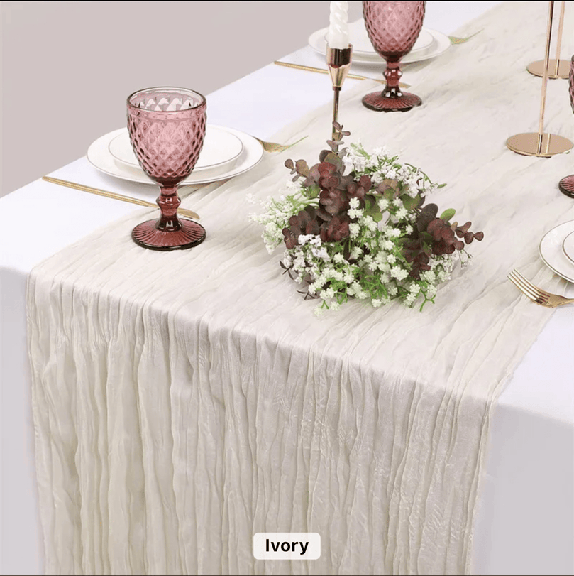 Cheesecloth Guaze Wedding Table Runner 35 x 157 Inches - Décor Maniacs