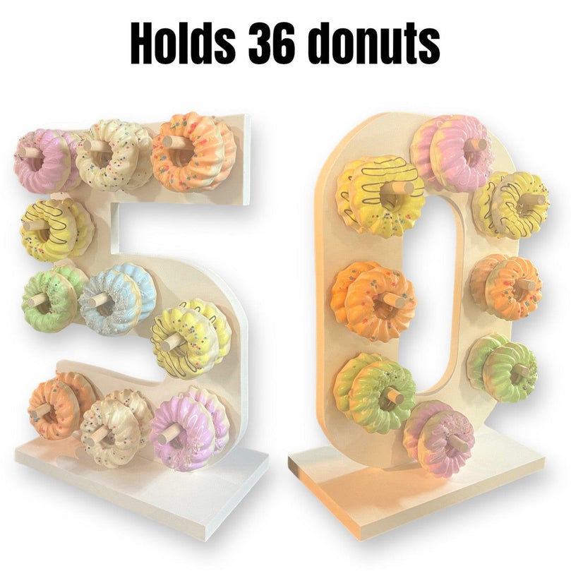 Donut Wall Personalized 50th Birthday Party Dessert Stands - Décor Maniacs