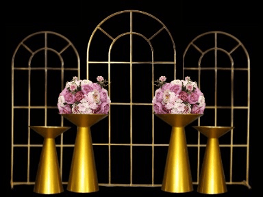 Shiny Gold Window Wedding Arch Backdrop Stand - Décor Maniacs