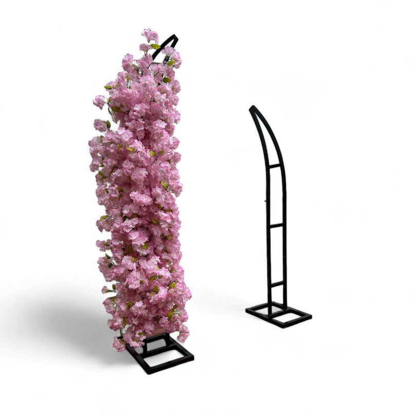 Wedding Arch Backdrop Stand with Cherry Blossom Flower Arrangement - Décor Maniacs