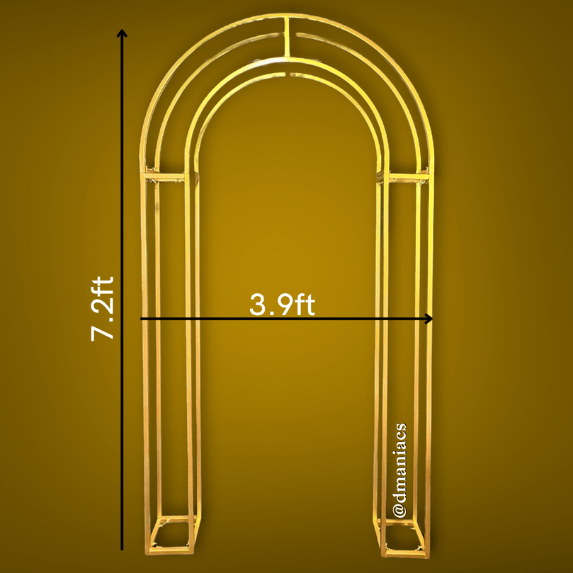 3D Gold Metal Wedding Arch Decor Backdrop - Décor Maniacs