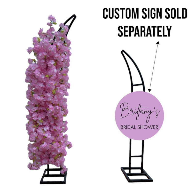 Wedding Arch Backdrop Stand with Cherry Blossom Flower Arrangement - Décor Maniacs