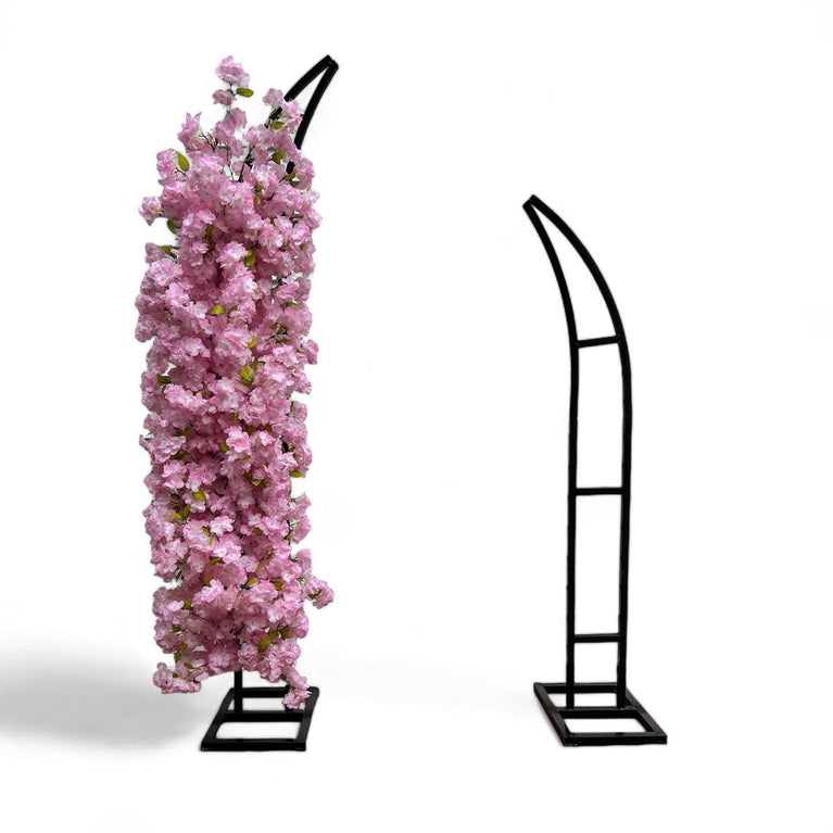 Wedding Arch Backdrop Stand with Cherry Blossom Flower Arrangement - Décor Maniacs