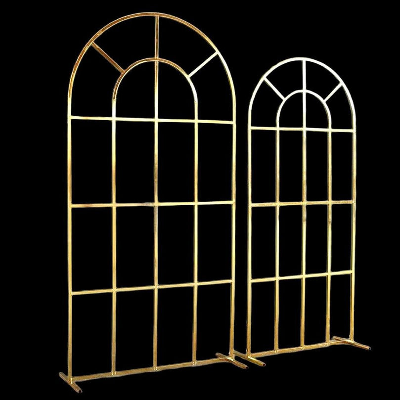 Shiny Gold Window Wedding Arch Backdrop Stand - Décor Maniacs