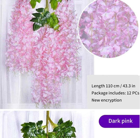 Wisteria Artificial Hanging Flowers 12-Pack - Décor Maniacs