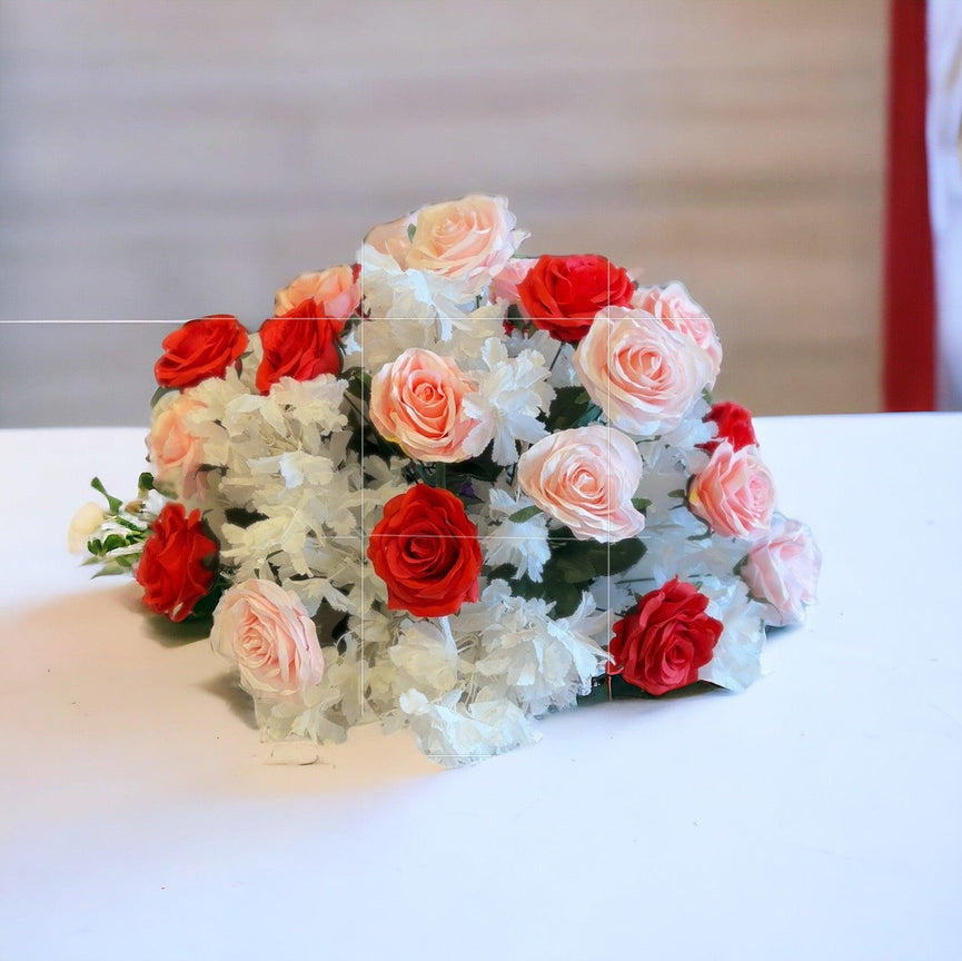 Rose and Hydrangea Artificial Flower Bouquet Arrangement - Décor Maniacs