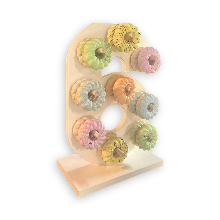 Donut Wall Personalized 6th Birthday Party Dessert Stand - Décor Maniacs