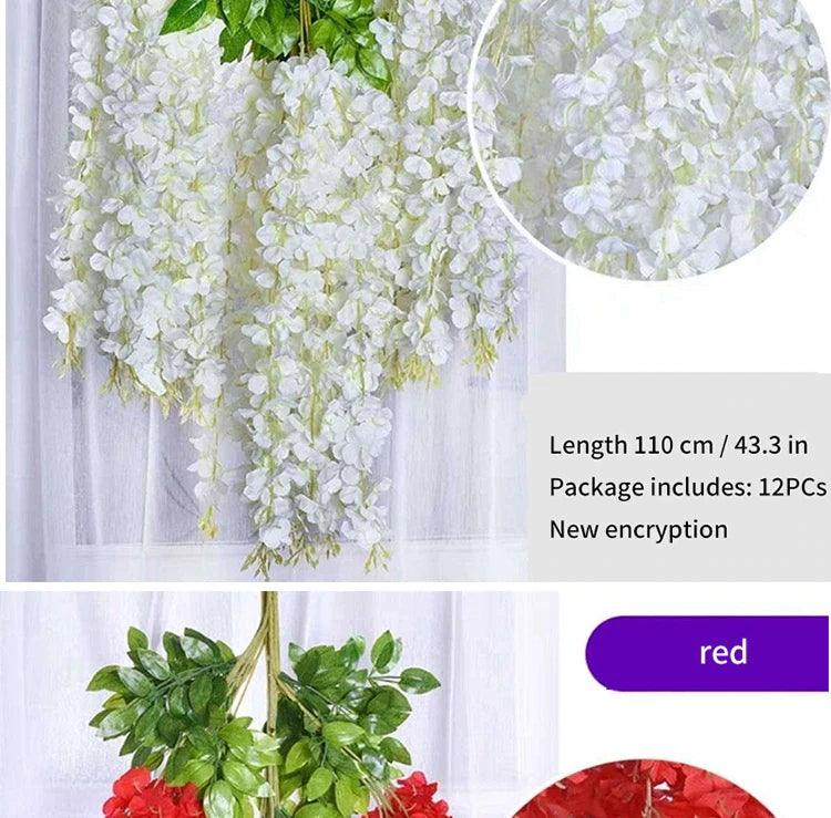 Wisteria Artificial Hanging Flowers 12-Pack - Décor Maniacs