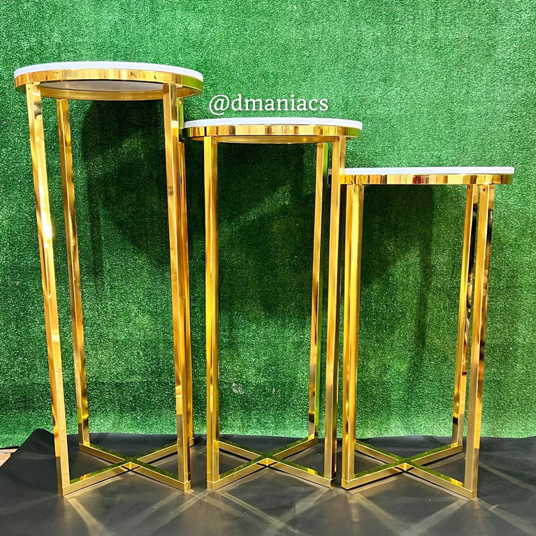 Gold Cross Wedding Cake Pedestals 3-Piece - Décor Maniacs