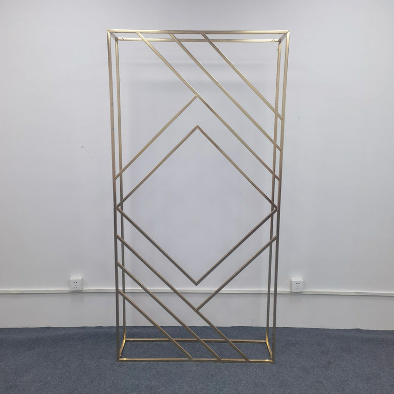 3D Shiny Gold Geometric Wedding Arch Backdrop - Décor Maniacs