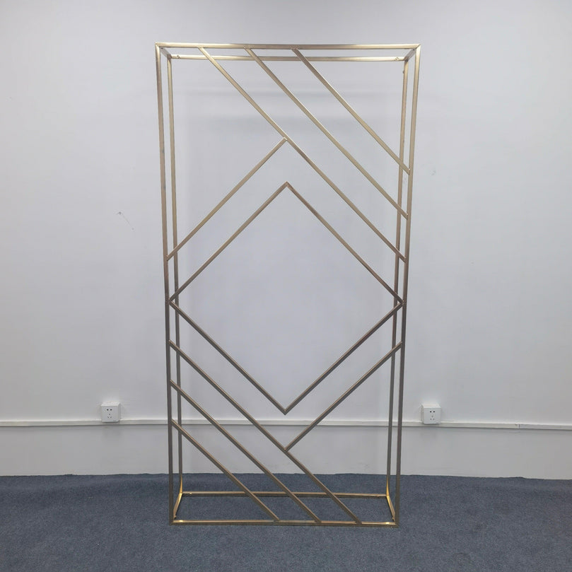 3D Shiny Gold Geometric Wedding Arch Backdrop - Décor Maniacs