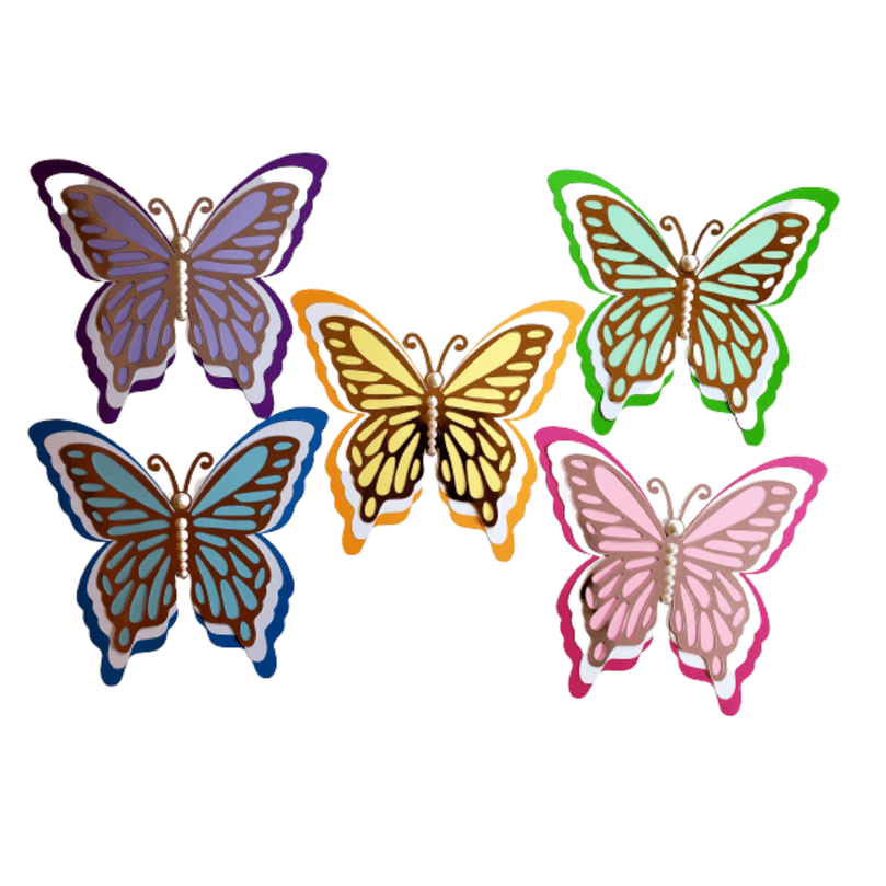 Large 3D Colorful Butterfly Wall Decor 5-Piece - Décor Maniacs