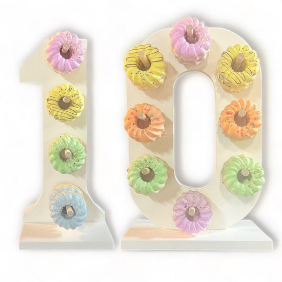 Donut Wall Personalized 10th Birthday Party Dessert Stand - Décor Maniacs