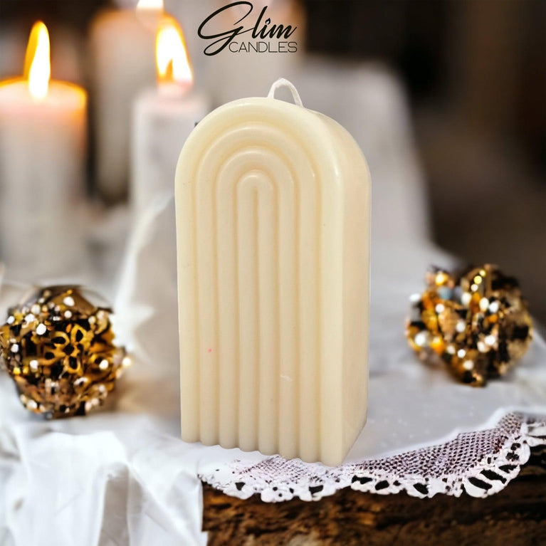 Grooved Arch Soy Scented Pillar Glim Candles - Décor Maniacs