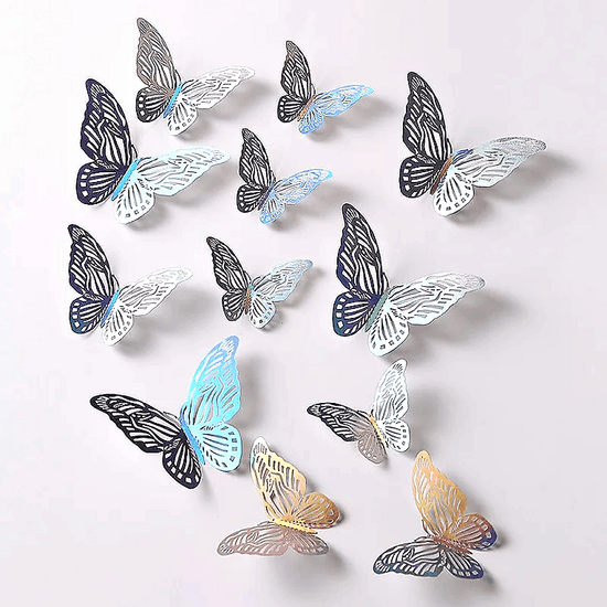 3D Butterfly Craft Wall Decor Stickers 12-Pack - Décor Maniacs