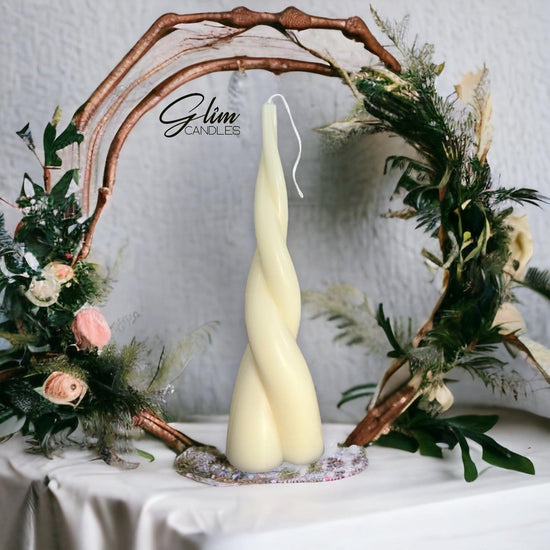 Tall Cone Twist Soy Scented Pillar Glim Candles - Décor Maniacs