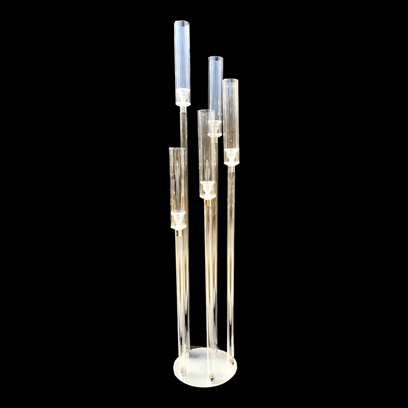 5-Arm Acrylic Candelabra Wedding Centerpiece - Décor Maniacs