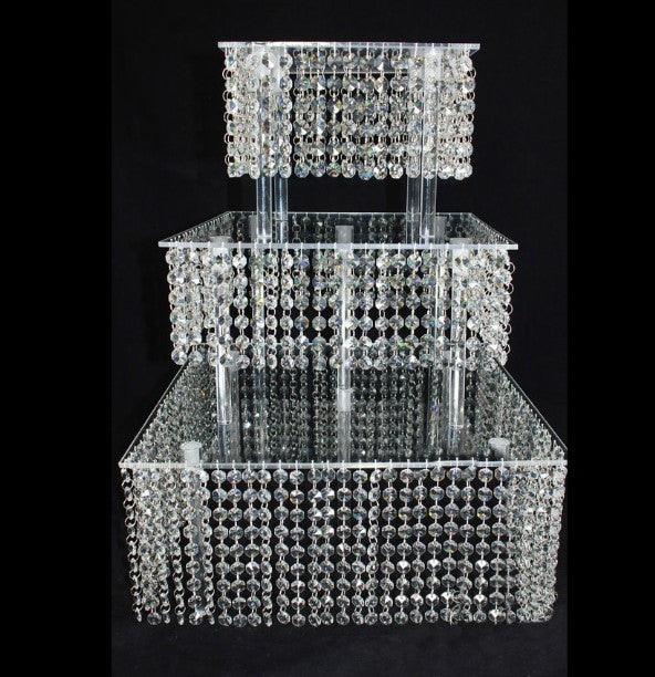 Square Crystal Acrylic Wedding Cake Stand - Décor Maniacs