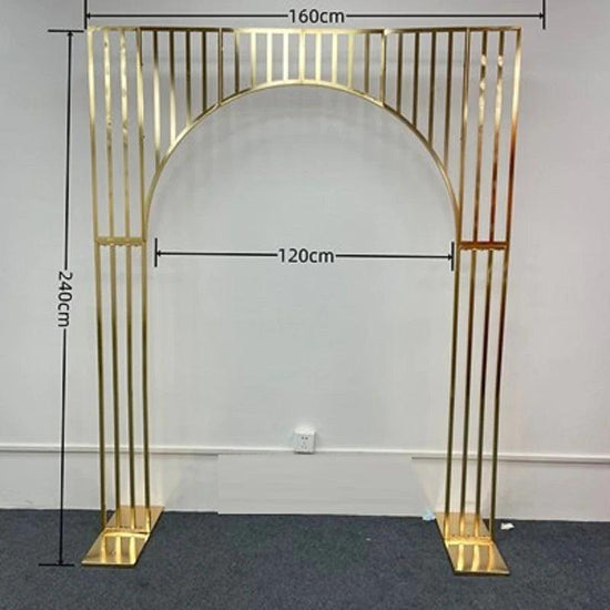 Arched Shiny Gold Tubed Wedding Backdrop Stands - Décor Maniacs