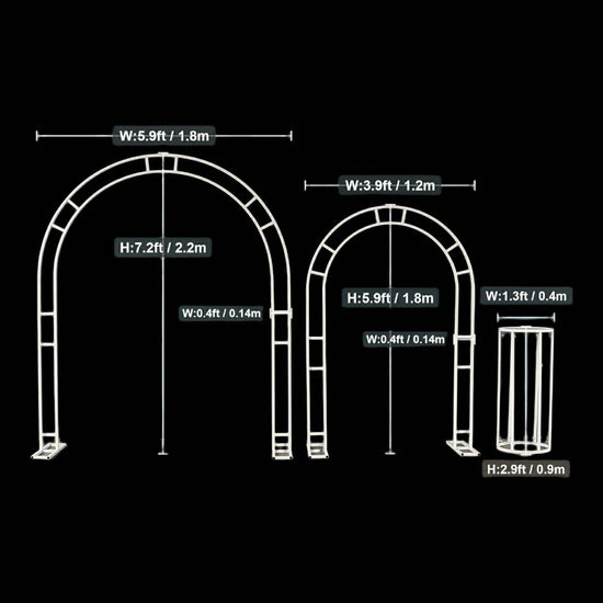 White Wedding Arch Backdrops & Pedestal Set - Décor Maniacs