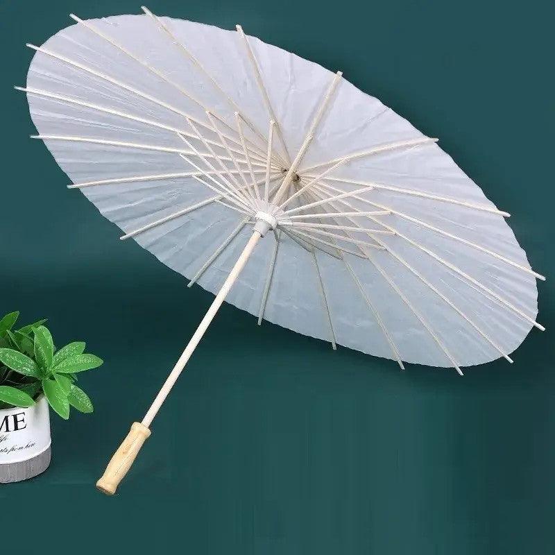 White Outdoor Wedding Paper Parasol Umbrella - Décor Maniacs