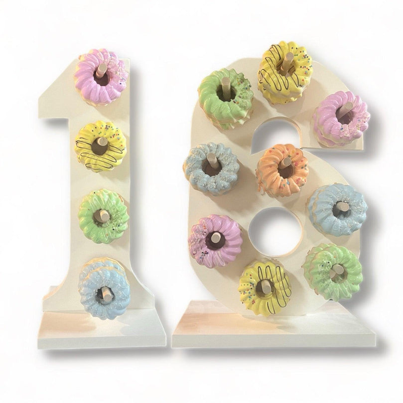 Sweet 16 Donut Wall Custom 16th Birthday Party Dessert Stand - Décor Maniacs