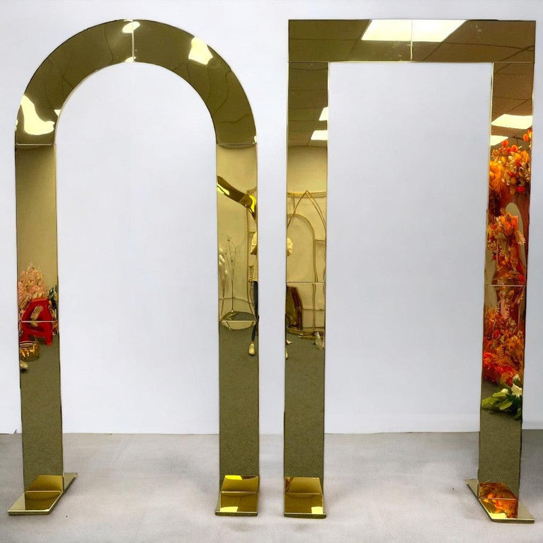 Shiny Gold Mirror Wedding Arch Backdrop Decoration Stands - Décor Maniacs