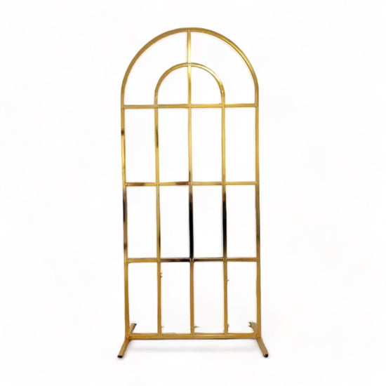 Shiny Gold Window Wedding Arch Backdrop Stand - Décor Maniacs