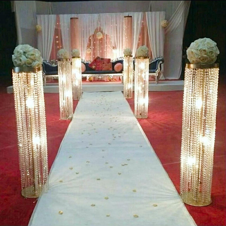 3.6ft Tall Crystal Wedding Floor Aisle Runner - Décor Maniacs