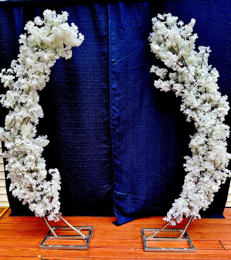 White Cherry Flower Wedding Arch Backdrop - Décor Maniacs