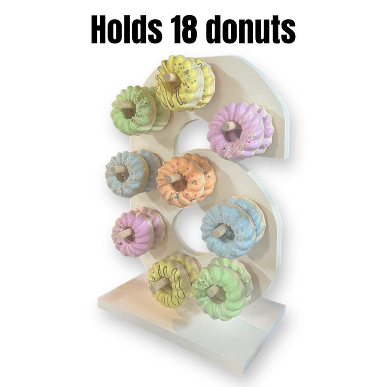 Donut Wall Personalized 6th Birthday Party Dessert Stand - Décor Maniacs