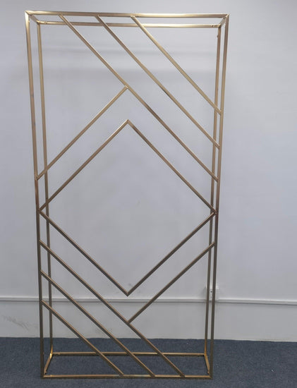 3D Shiny Gold Geometric Wedding Arch Backdrop - Décor Maniacs