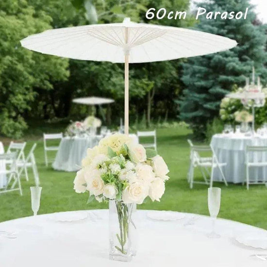 White Outdoor Wedding Paper Parasol Umbrella - Décor Maniacs