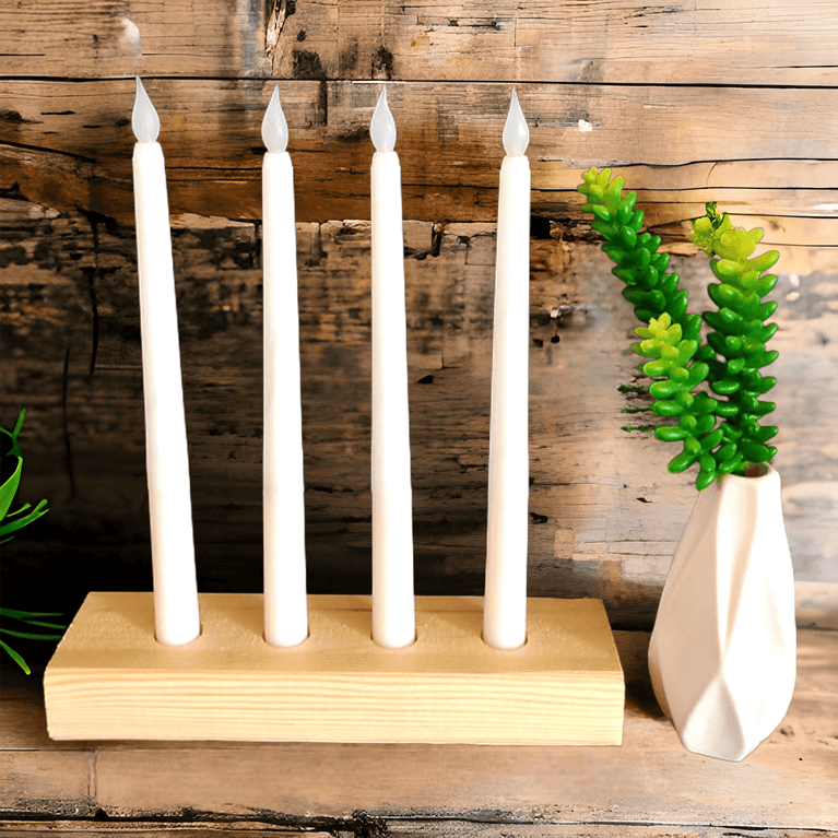 Natural Wood Decor Taper Candlestick Holder - Décor Maniacs