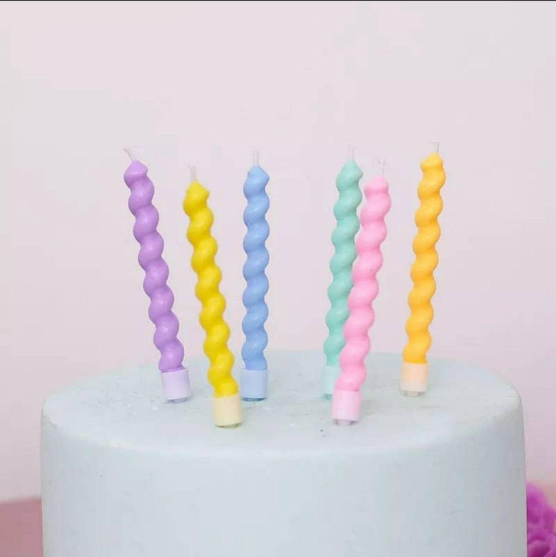 Birthday Cake Candle Toppers Colorful Spiral 6-Pack - Décor Maniacs