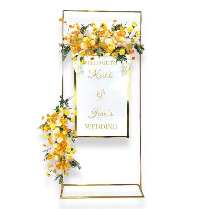 Shiny Gold Square Wedding Poster Backdrop Stand - Décor Maniacs